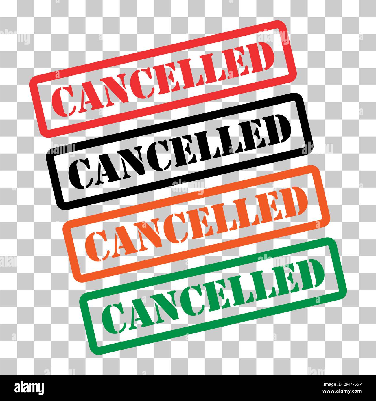 Set of Cancelled stamp symbol, label sticker sign button, text banner
