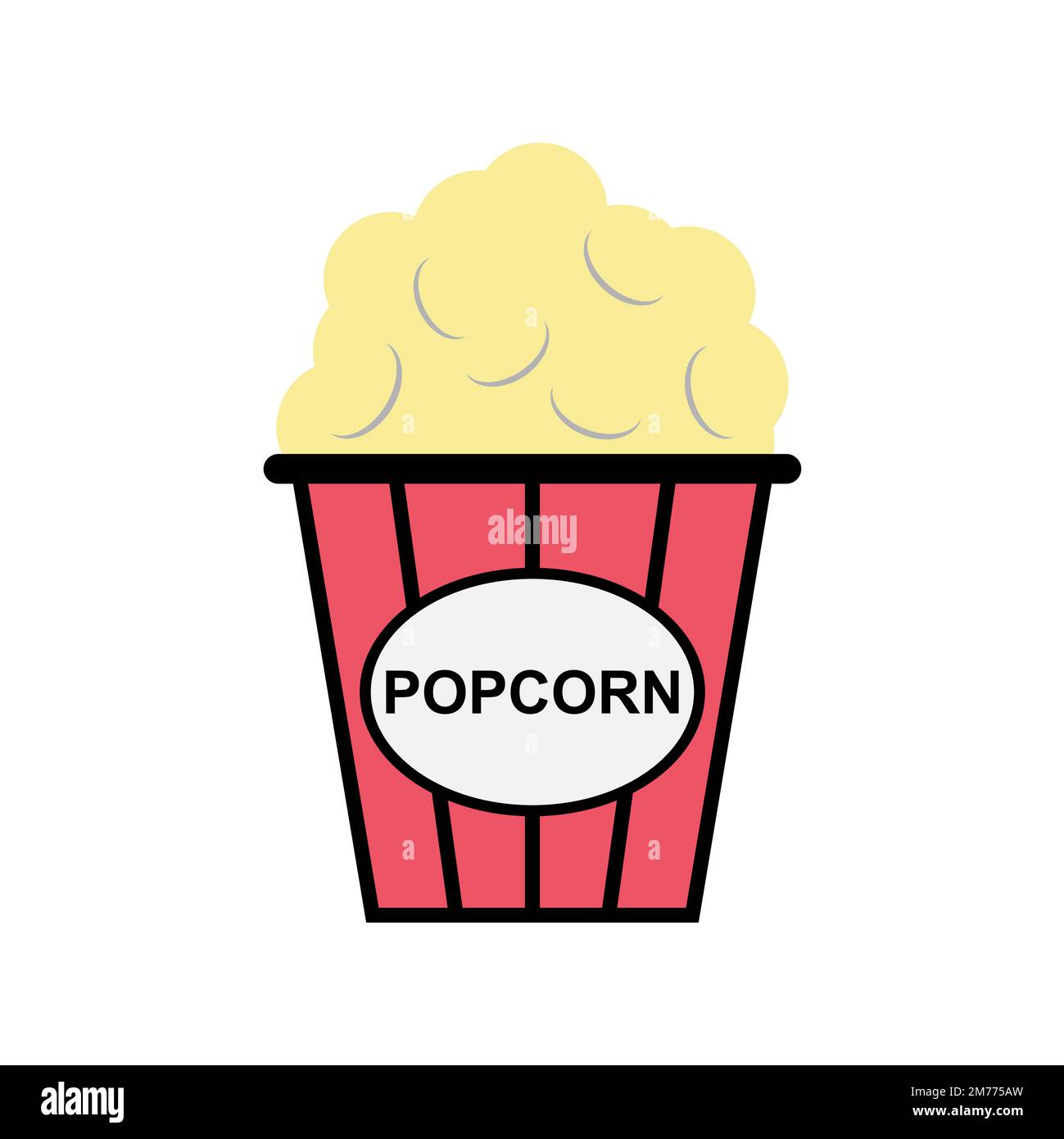 Popcorn food design icon, web corn box snack flat vector illustration