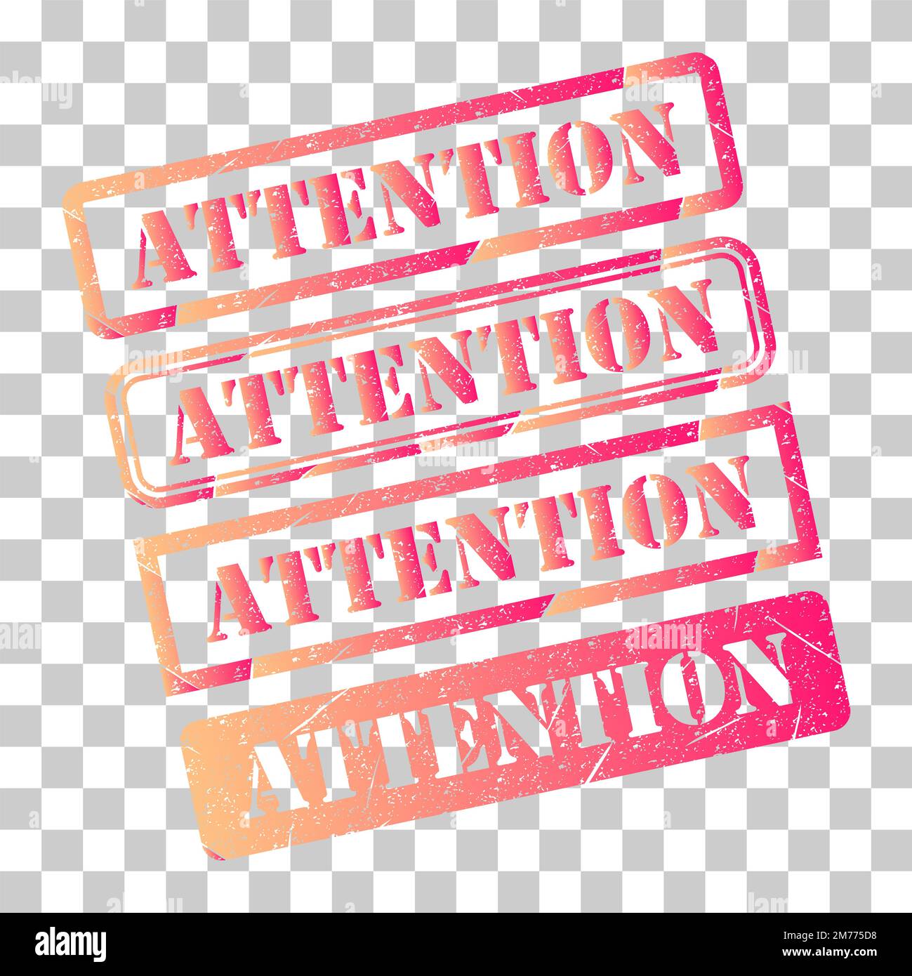 Set of Attention stamp symbol, label sticker sign button, text banner