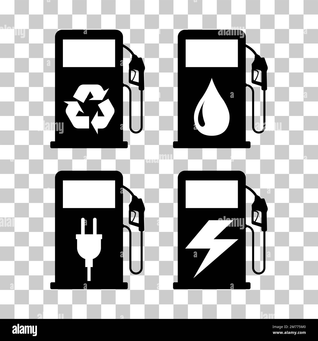 Set of Gas station icon, nozzle vector, pump gasoline design, oil power