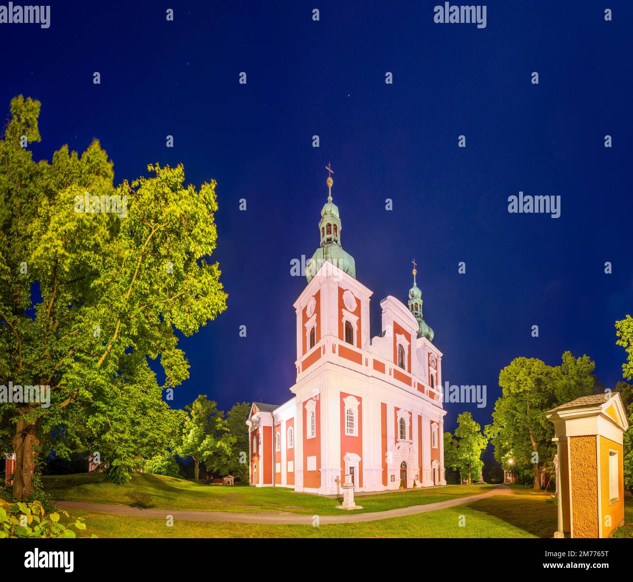 Krnov (Jägerndorf): Church of Our Lady of the Seven Sorrows on Cvilín  (Kostel Panny Marie Sedmibolestné a Povýšení svatého Kříže na Cvilíně) in , Mor Stock Photo