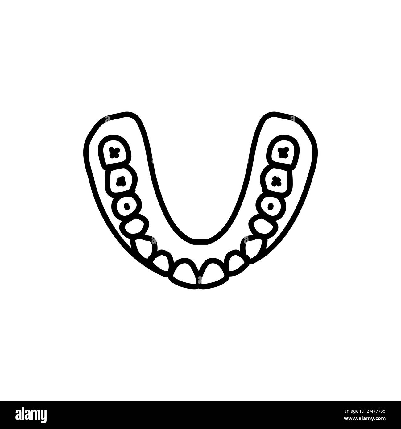 False teeth line icon. Dental prosthetic. Vector illustration Stock
