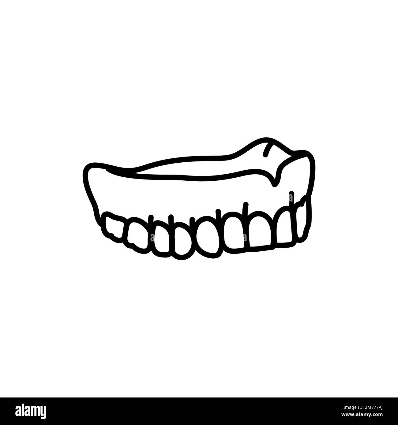 False teeth line icon. Dental prosthetic. Vector illustration Stock