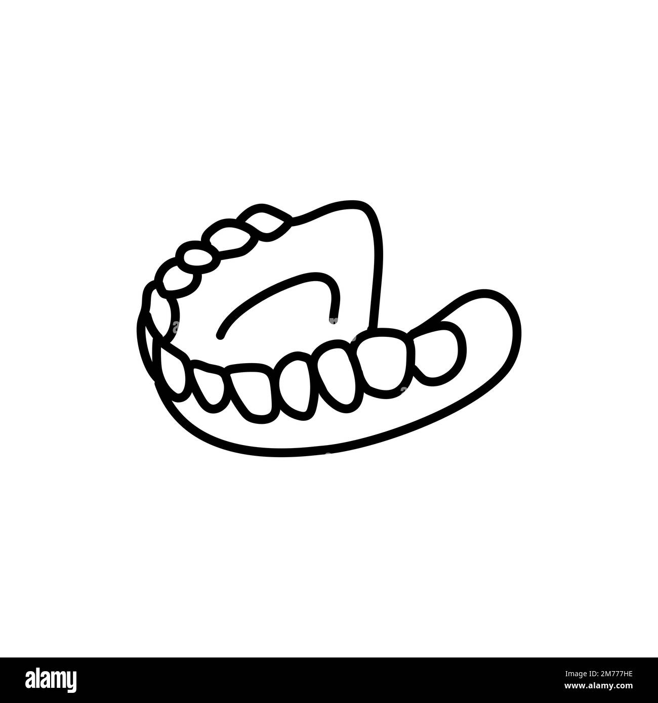 False teeth line icon. Dental prosthetic. Vector illustration Stock