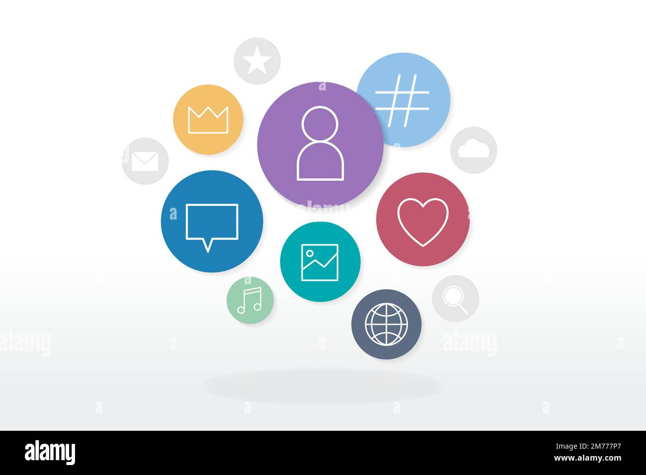 Social media icons in speech bubbles vector Stock Vector
