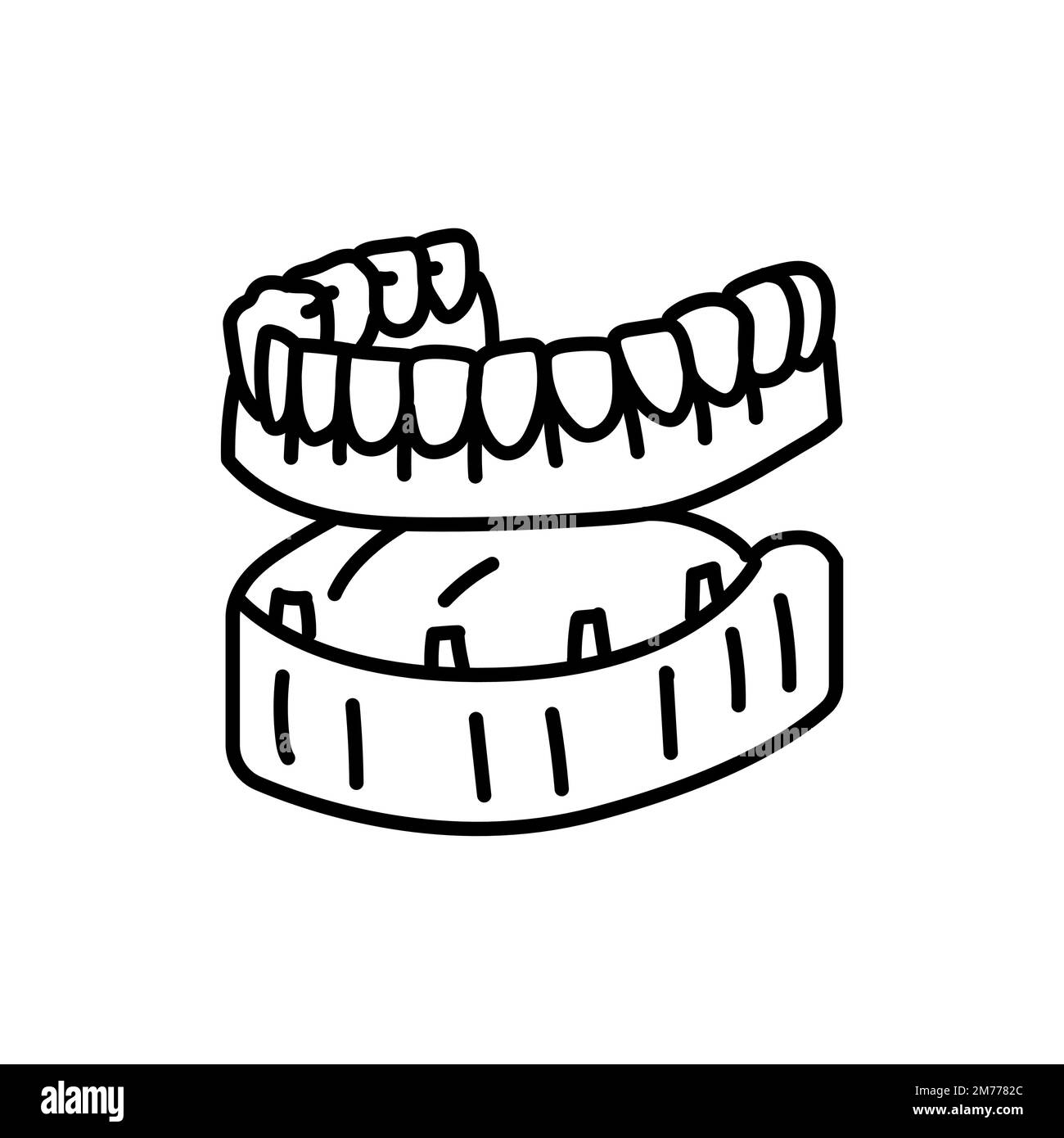 False teeth line icon. Dental prosthetic. Vector illustration Stock