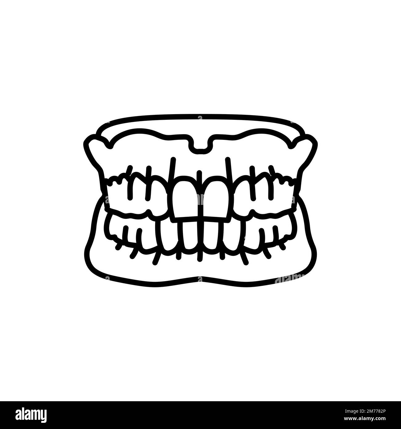 False teeth line icon. Dental prosthetic. Vector illustration Stock