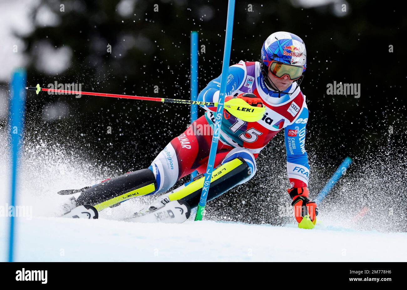 Alpine Skiing - FIS Alpine Ski World Cup - Men's Slalom - Adelboden, Switzerland - January 8, 2023 France's Alexis Pinturault in action REUTERS/Stefan Wermuth Stock Photo