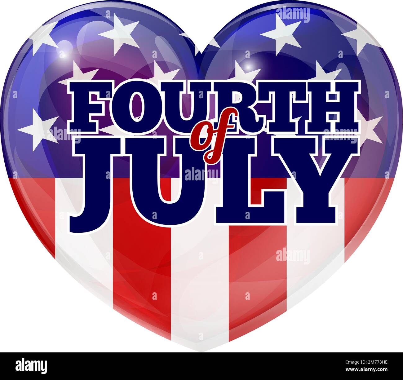 Fourth of July American Flag Heart Design Stock Vector