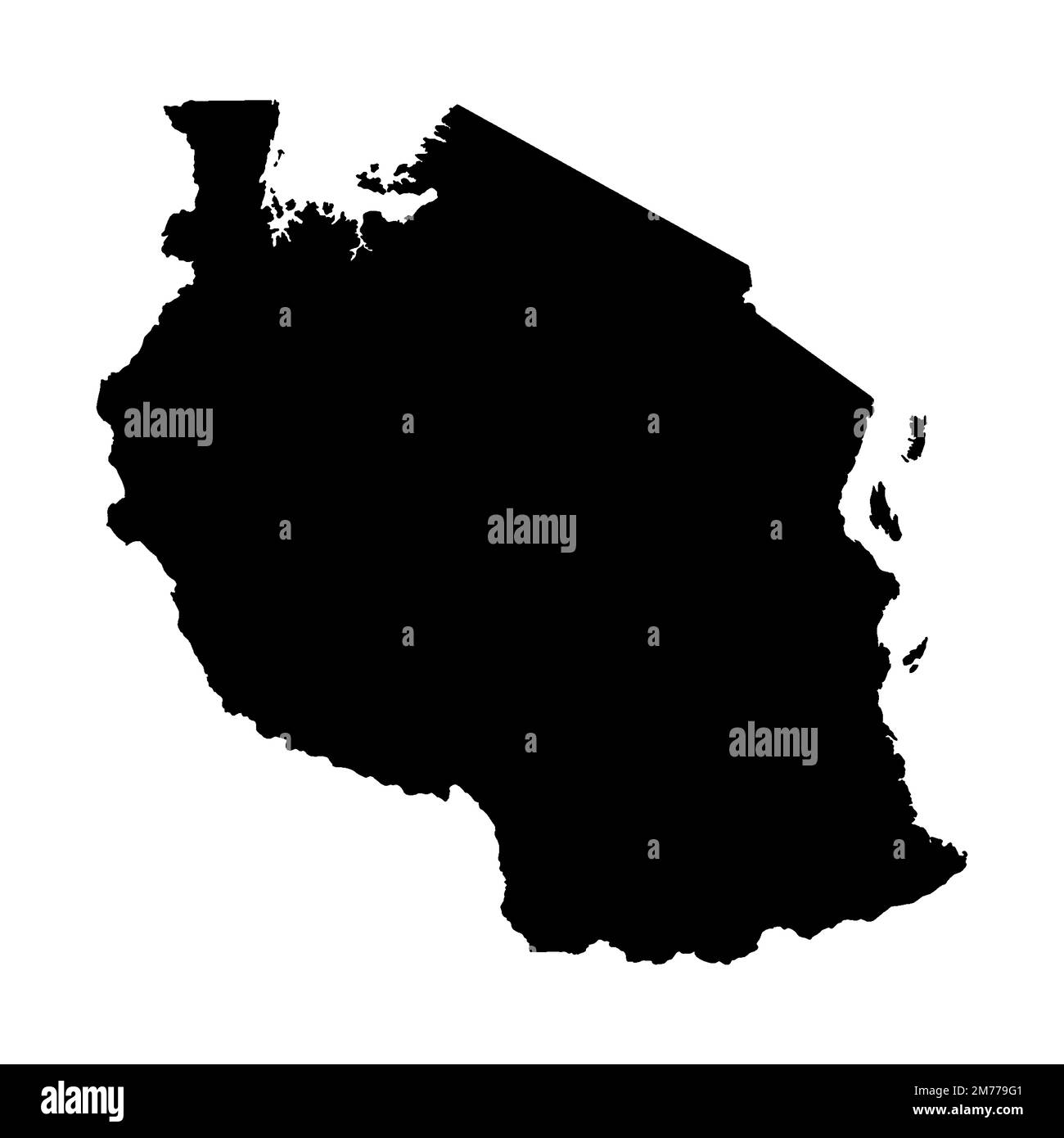 Tanzania outline black silhouette over a white background Stock Photo ...