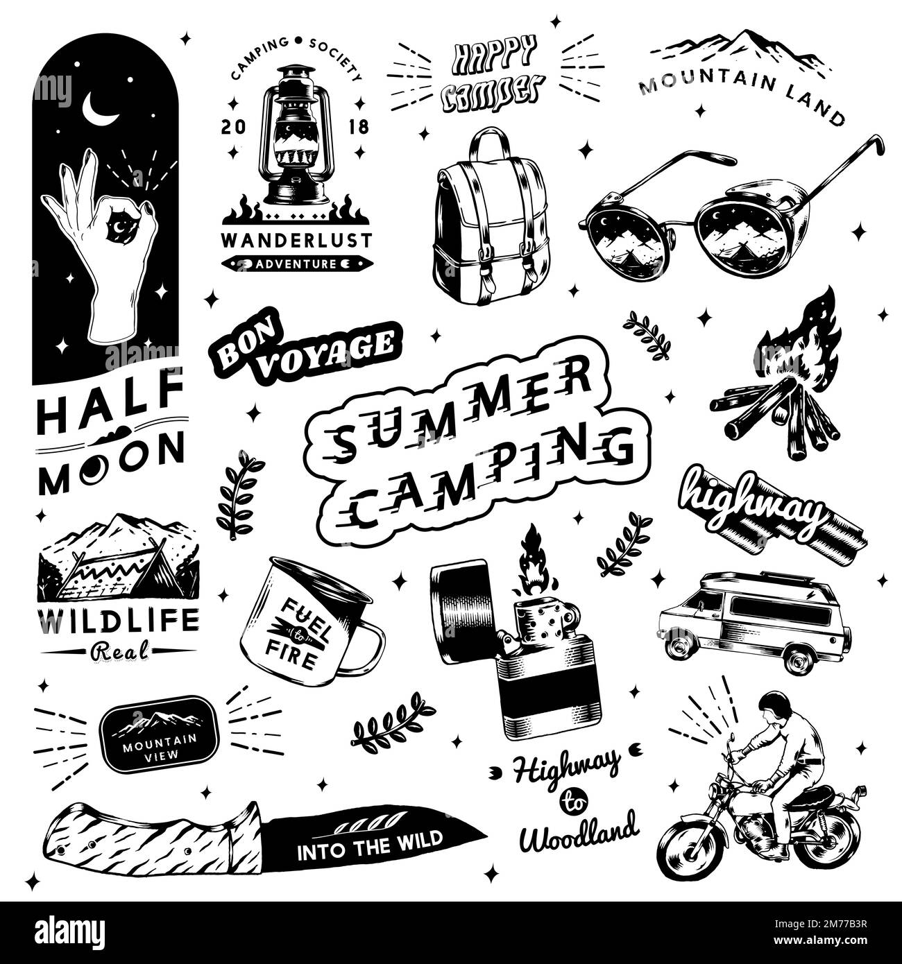 Camping logo set design Cut Out Stock Images & Pictures - Alamy