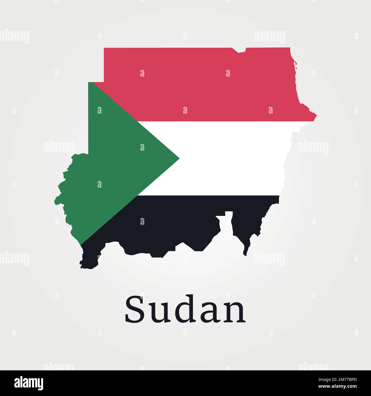 Sudan flag and map on the gray background. Vector illustration Stock ...