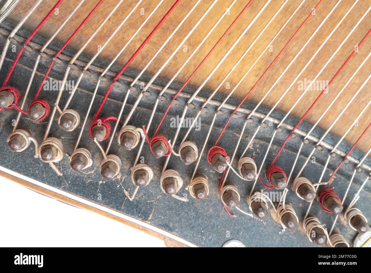Top horizontal studio shot of vintage, old wooden zither isolated on ...