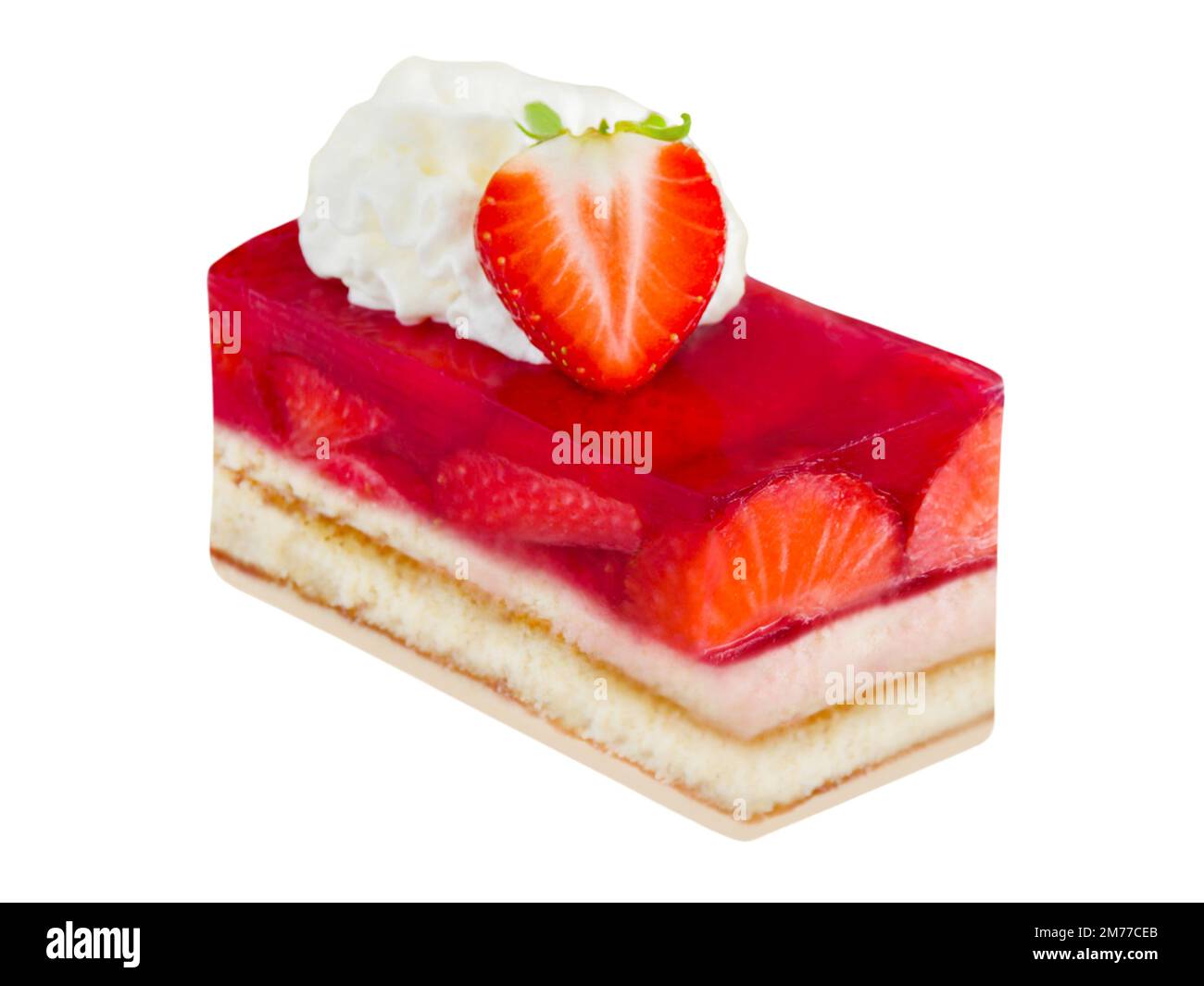 Strawberry cake with cream isolated on white background Stock Photo