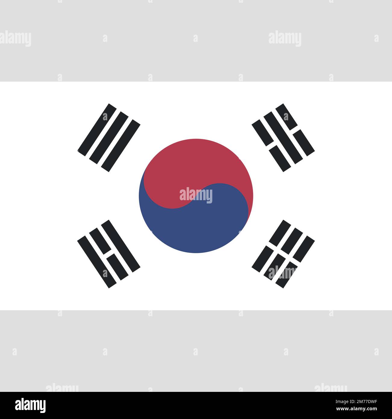 South Korean flag isolated on white background Official flag form of South Korean flag isolated on white background Official flag form of