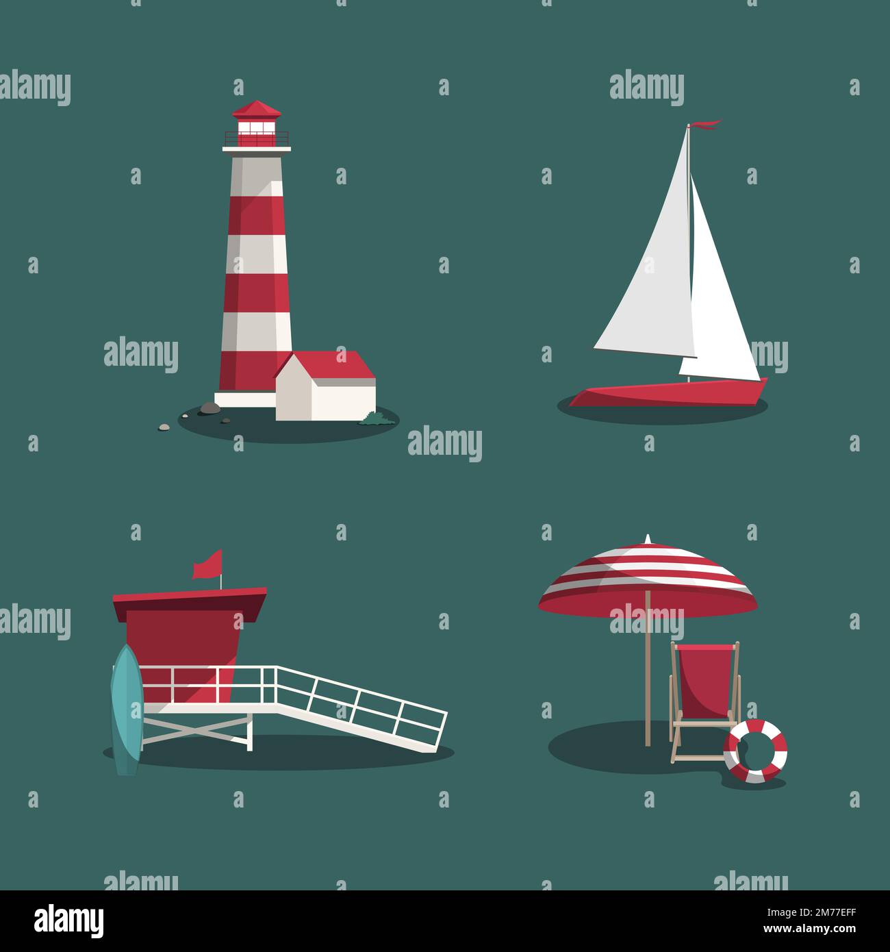 summer time beach icon collection vectors Stock Vector