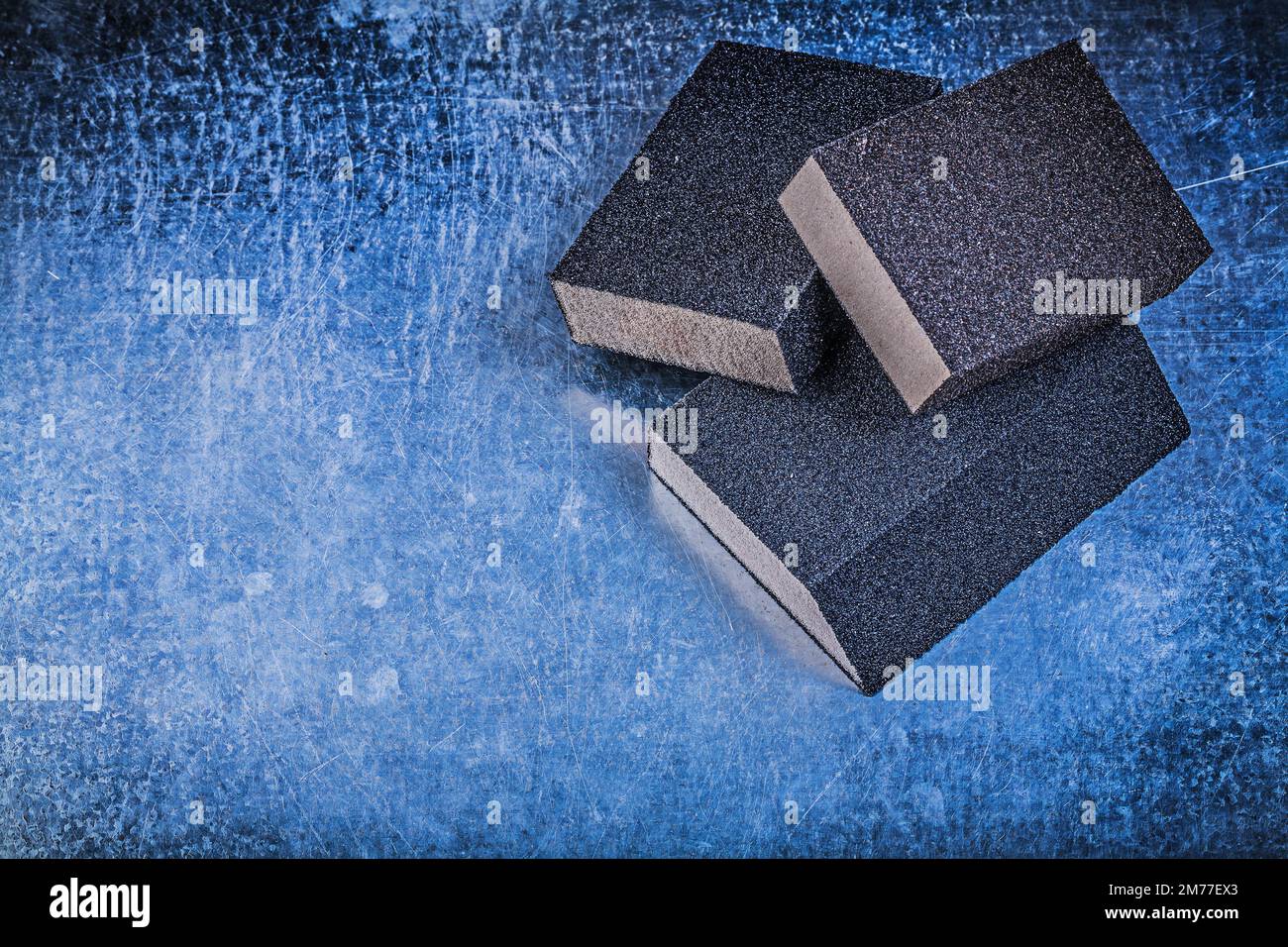 Sanding sponges on metallic background abrasive tools Stock Photo Alamy