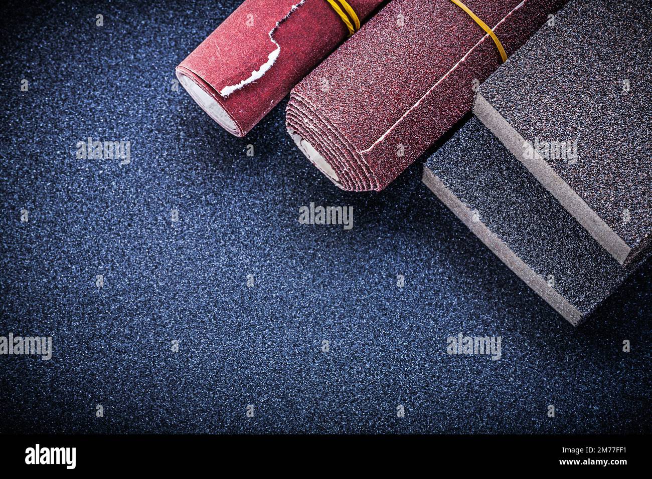 Set of sanding sponges glass paper abrasive tools Stock Photo Alamy