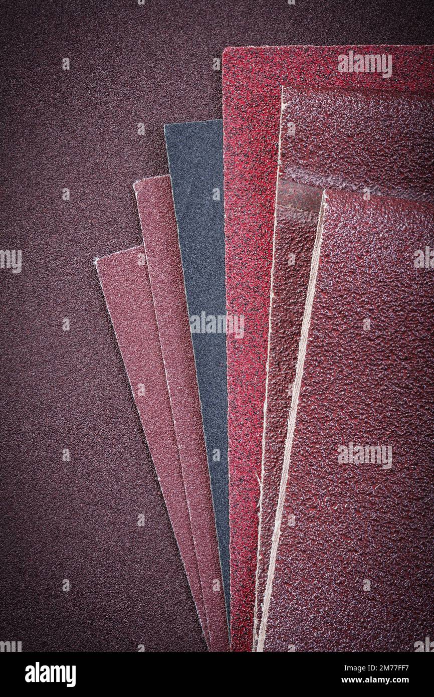 Set of sandpaper on polishing sheet Stock Photo Alamy
