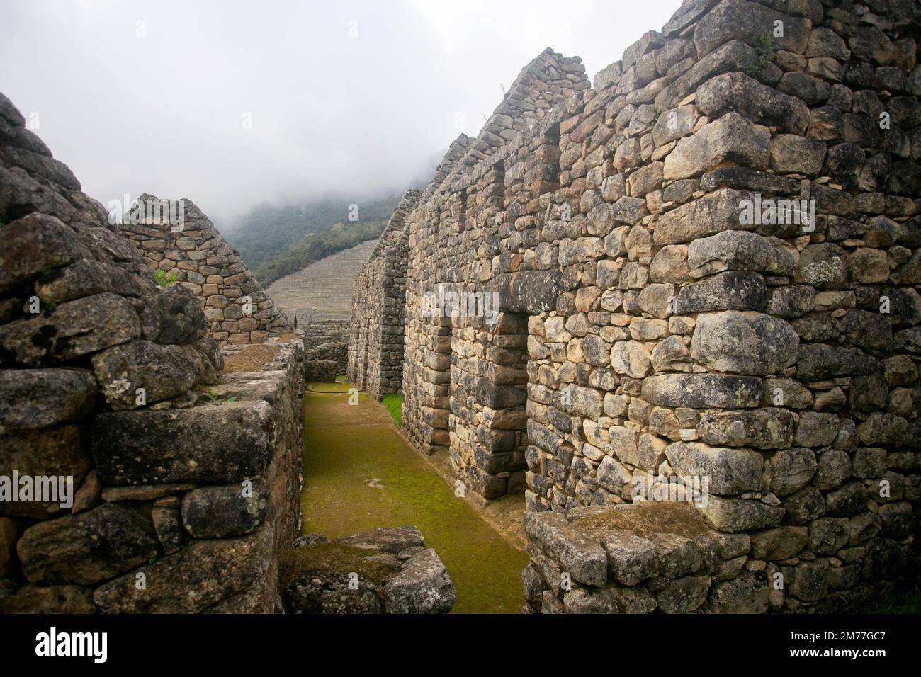 Details of the ancient Inca citadel of the city of Machu Picchu in the ...