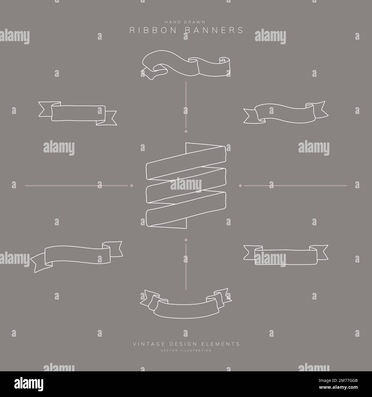 Vintage hand drawn ribbon banner collection vectors Stock Vector Image ...