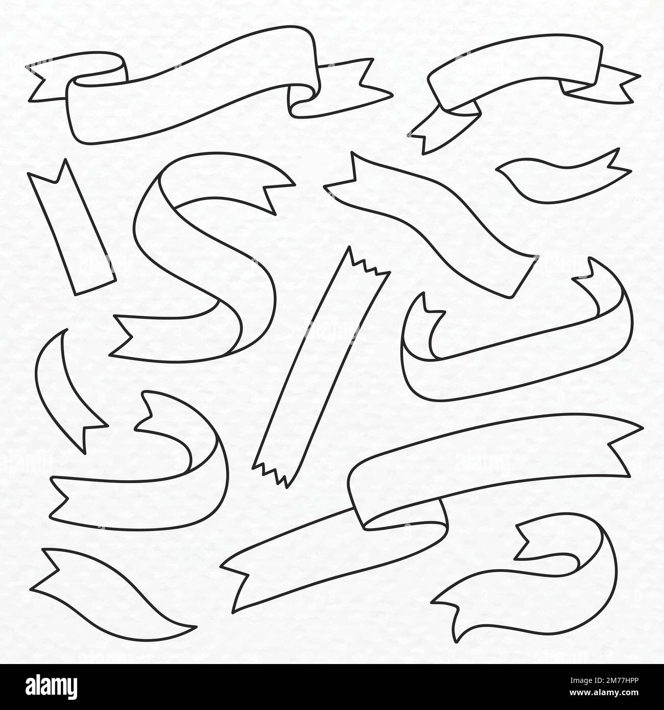 Hand drawn ribbon collection vector Stock Vector Image & Art Alamy