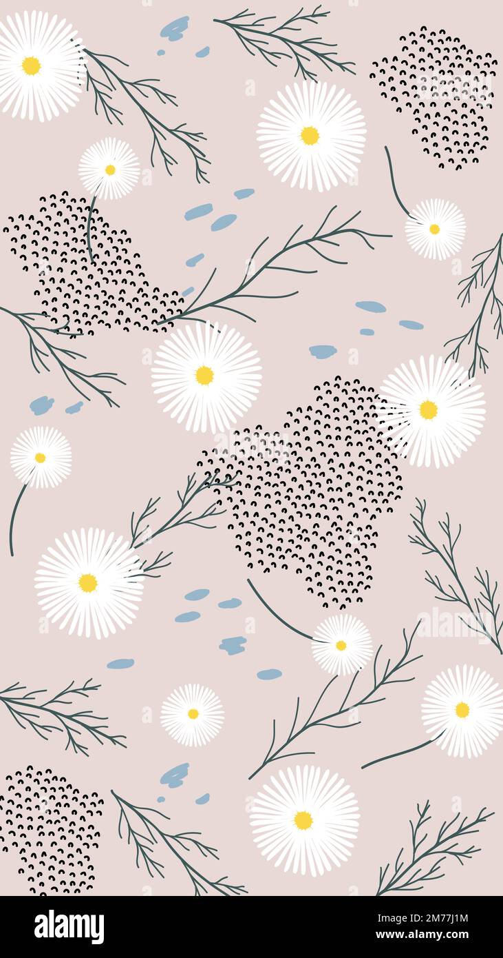 Dandelion patterned pink background vector Stock Vector Image & Art Alamy