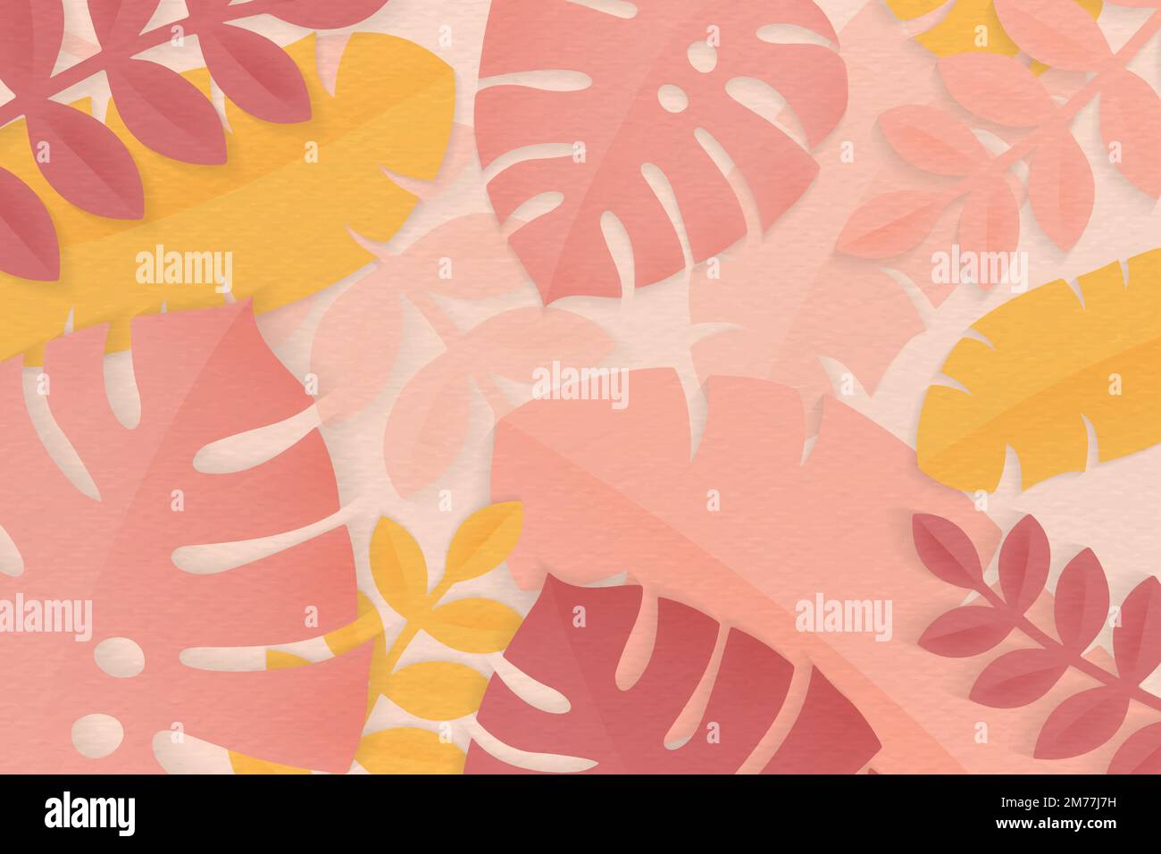Pink tropical leaves patterned on a pastel background vector Stock Vector