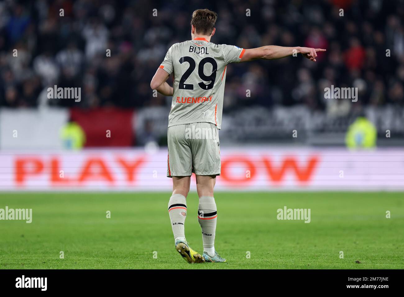 Torino, Italy. 07th Jan, 2023. Jaka Bijol of Udinese Calcio gestures during the Serie A match beetween Juventus Fc and Udinese Calcio at Allianz Stadium on January 7, 2023 in Turin, Italy . Credit: Marco Canoniero/Alamy Live News Stock Photo