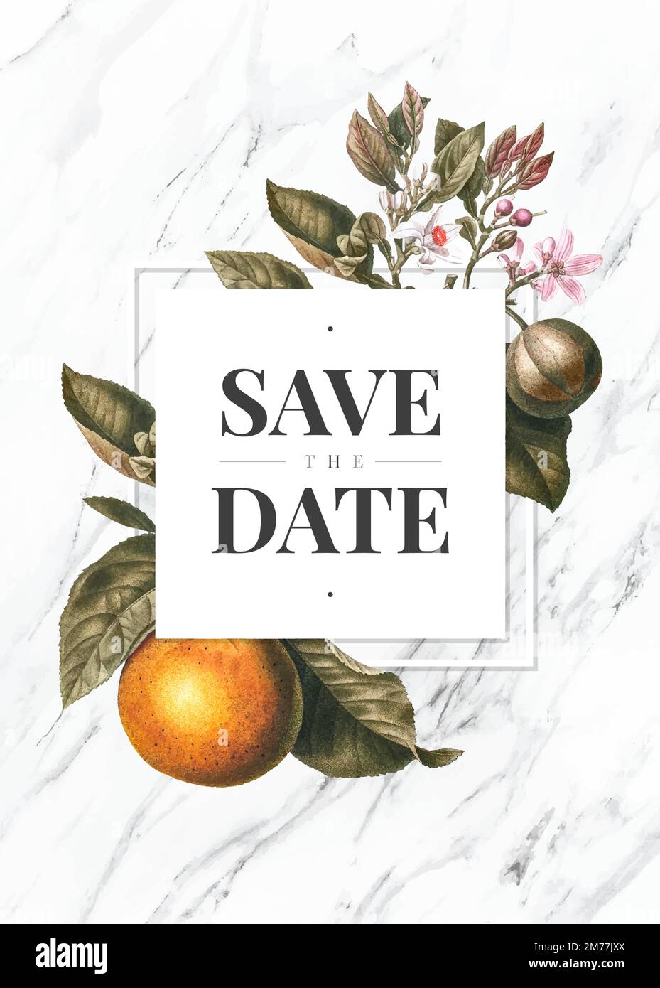 Tropical save the date wedding card vector Stock Vector