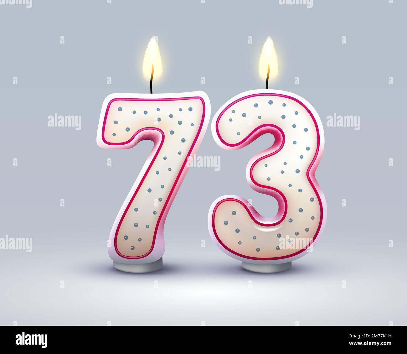 Happy Birthday years. 73 anniversary of the birthday, Candle in the form of numbers. Vector illustration Stock Vector