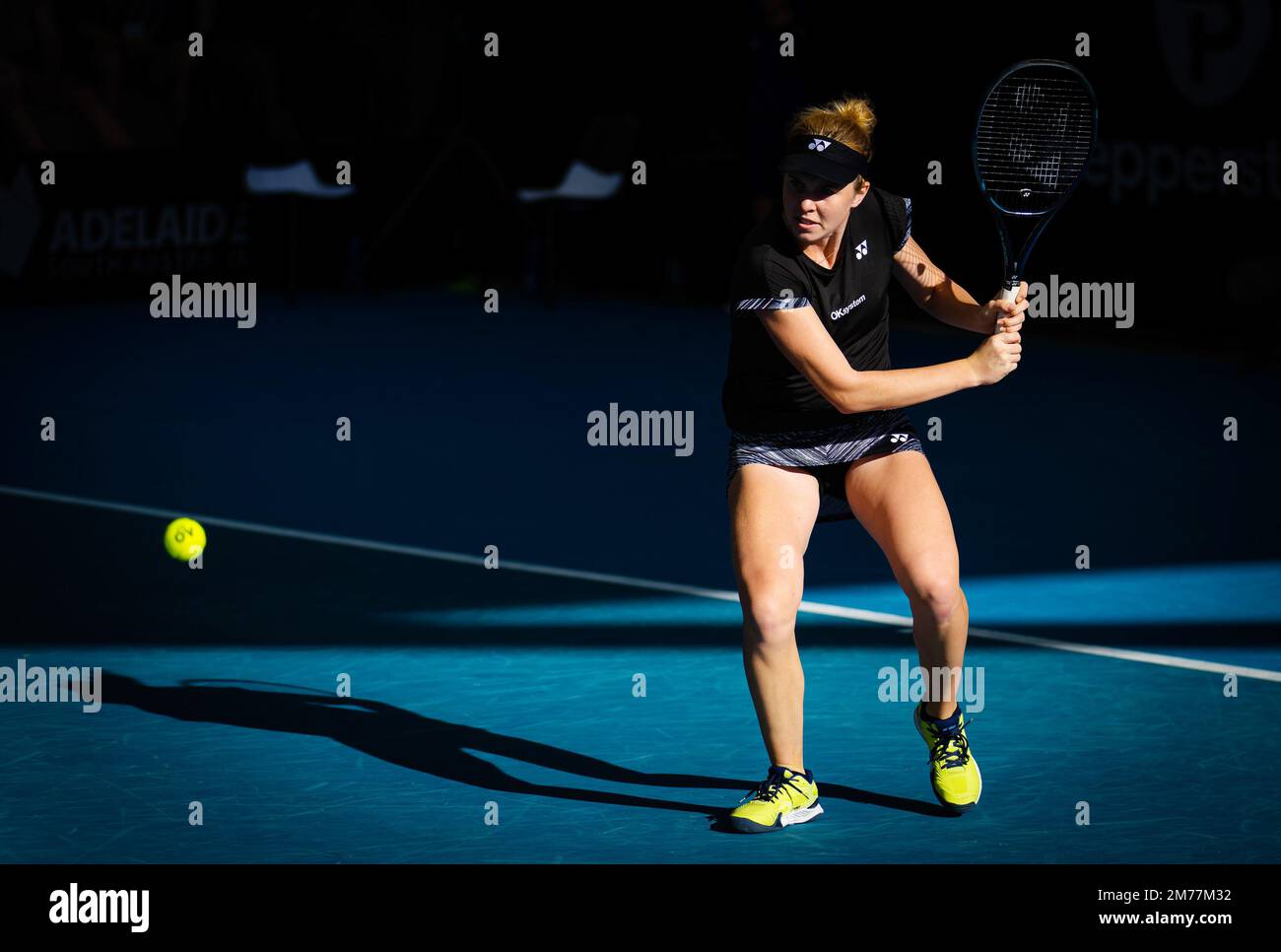 Linda Noskova of the Czech Republic in action during the quarter-final of the 2023 Adelaide International 1, WTA 500 tennis tournament on January 6, 2023 in Adelaide, Australia - Photo: Rob Prange/DPPI/LiveMedia Stock Photo