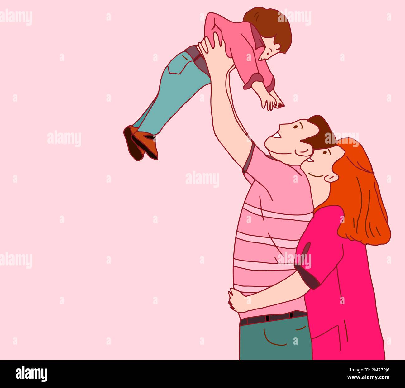 cartoon drawing of family, man, woman and child Stock Vector Image