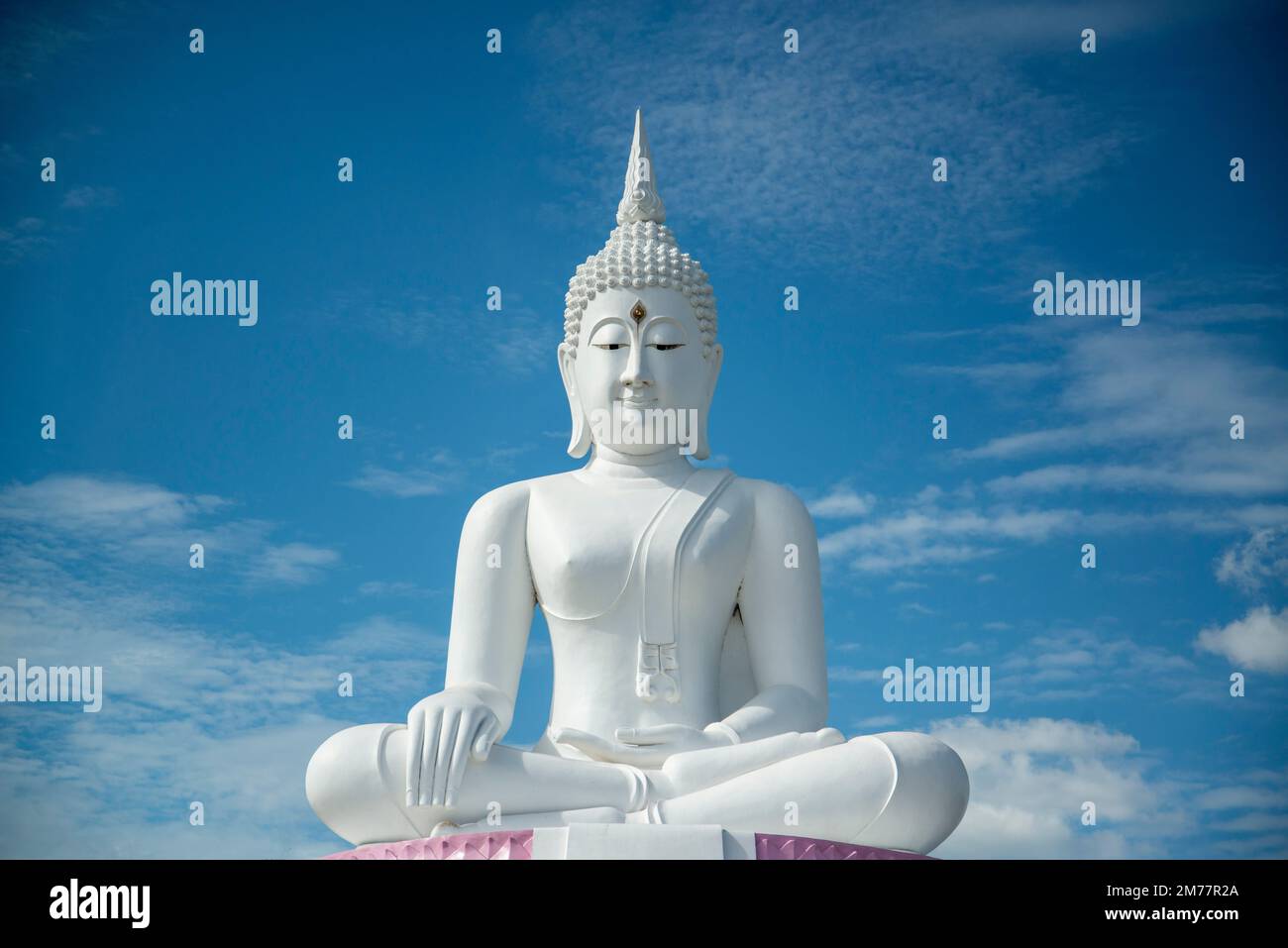 the big white buddha statue at Pasak Jolasid Dam at the Ban Kaeng Sua