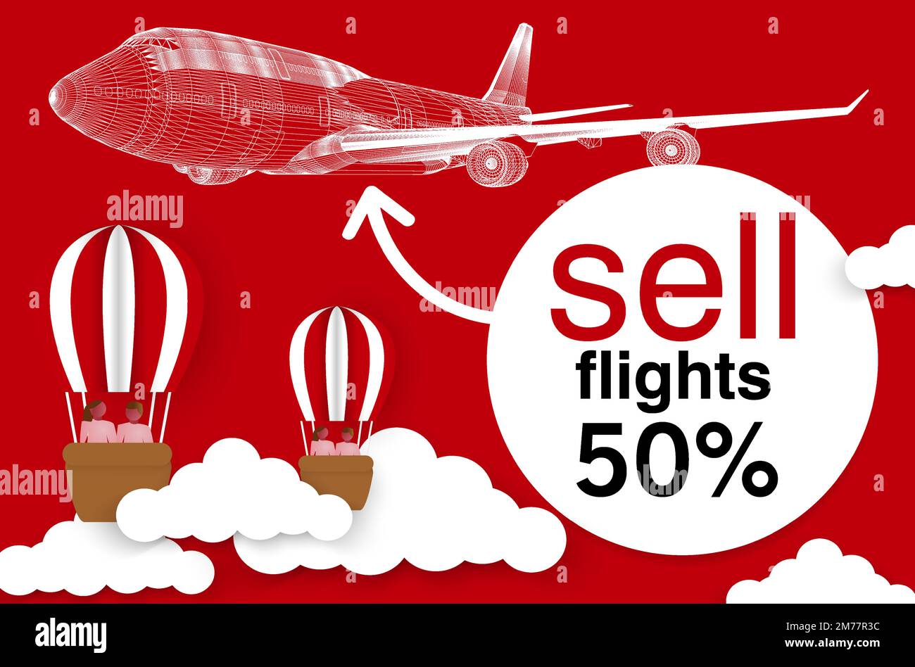 sales promotion tourism abroad on the plane illustration vector Stock