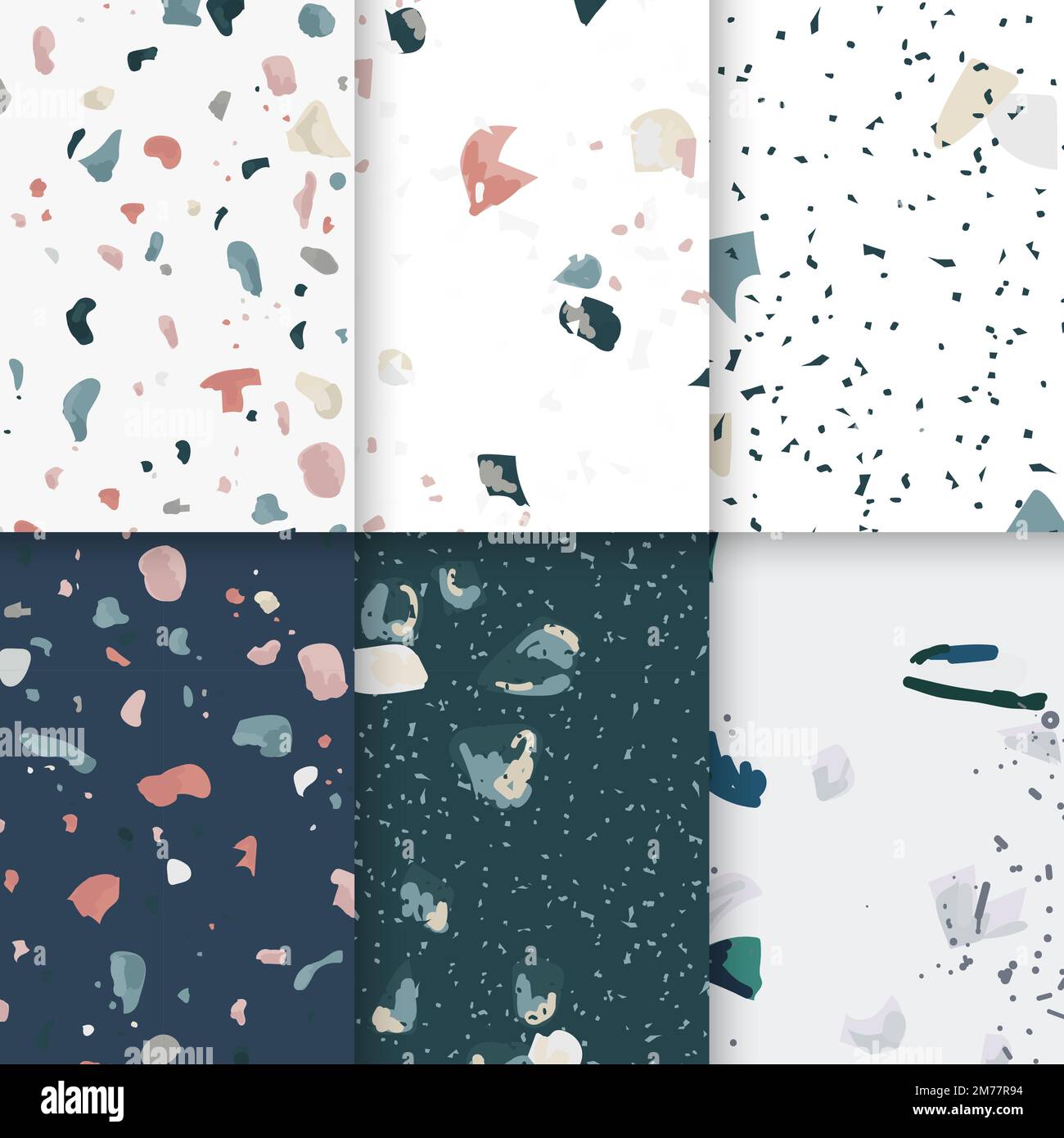Colorful Terrazzo seamless pattern posters vector set Stock Vector