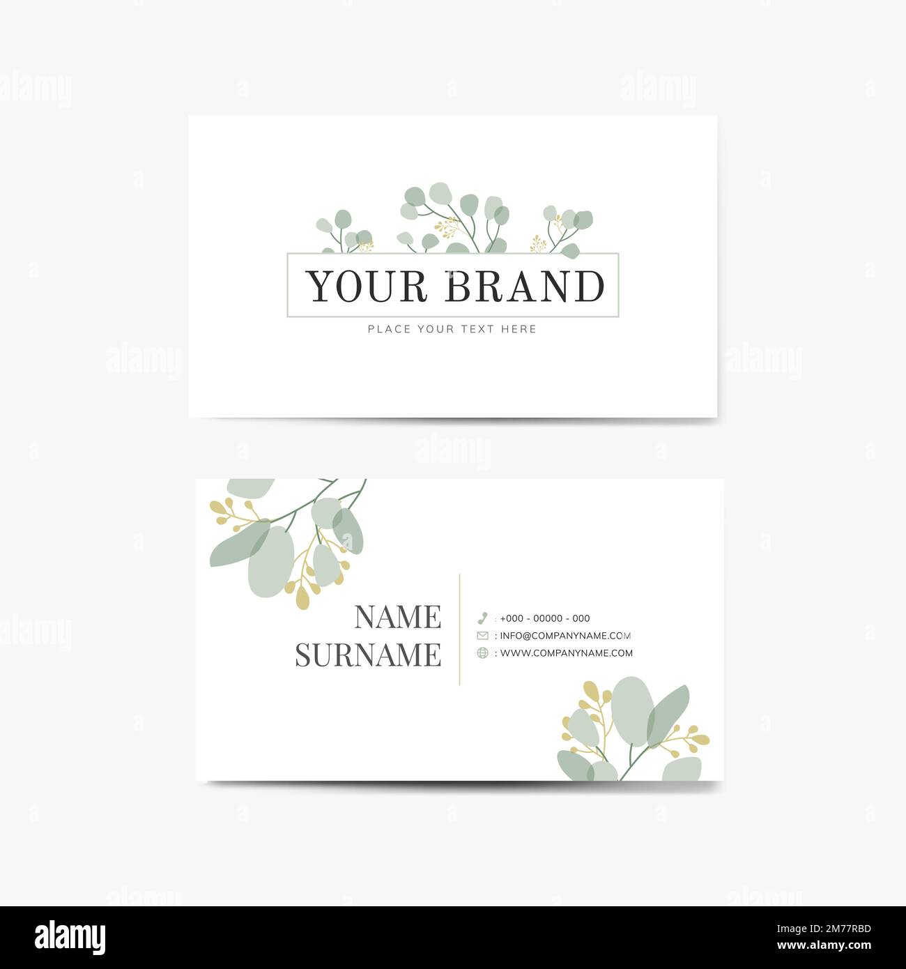 Foliage white business card template vector Stock Vector Image & Art