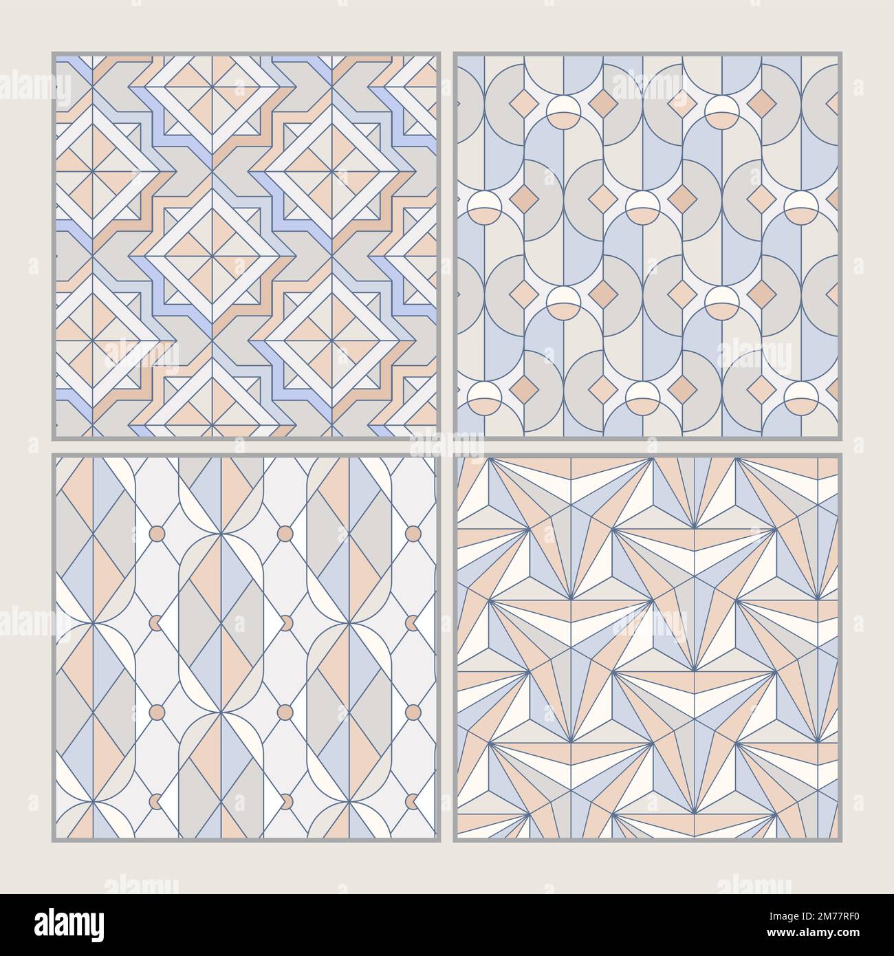 Colorful pastel geometric seamless patterns set Stock Vector