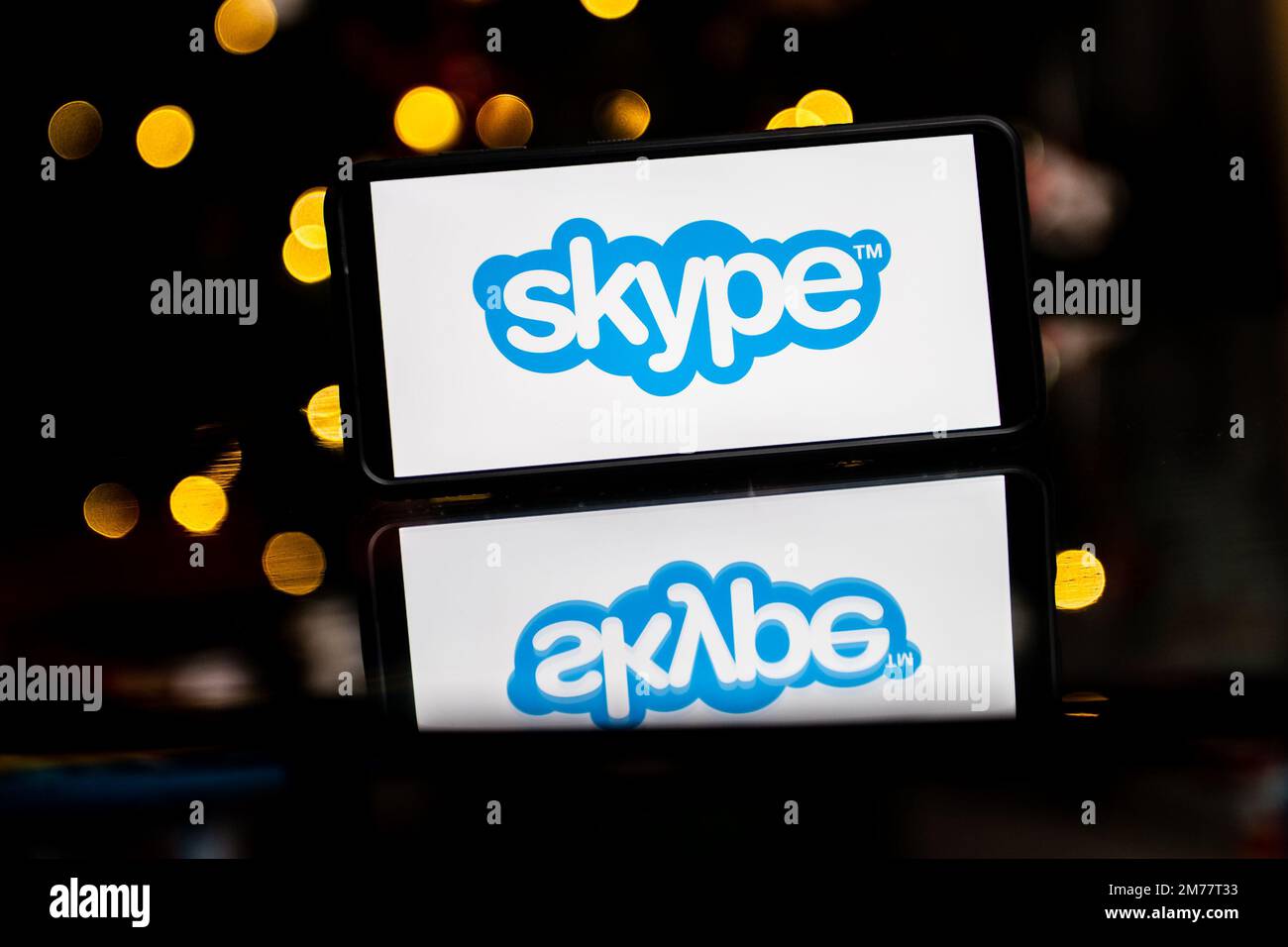 Poland. 06th Jan, 2023. In this photo illustration a Skype logo seen  displayed on a smartphone. Credit: SOPA Images Limited/Alamy Live News  Stock Photo - Alamy