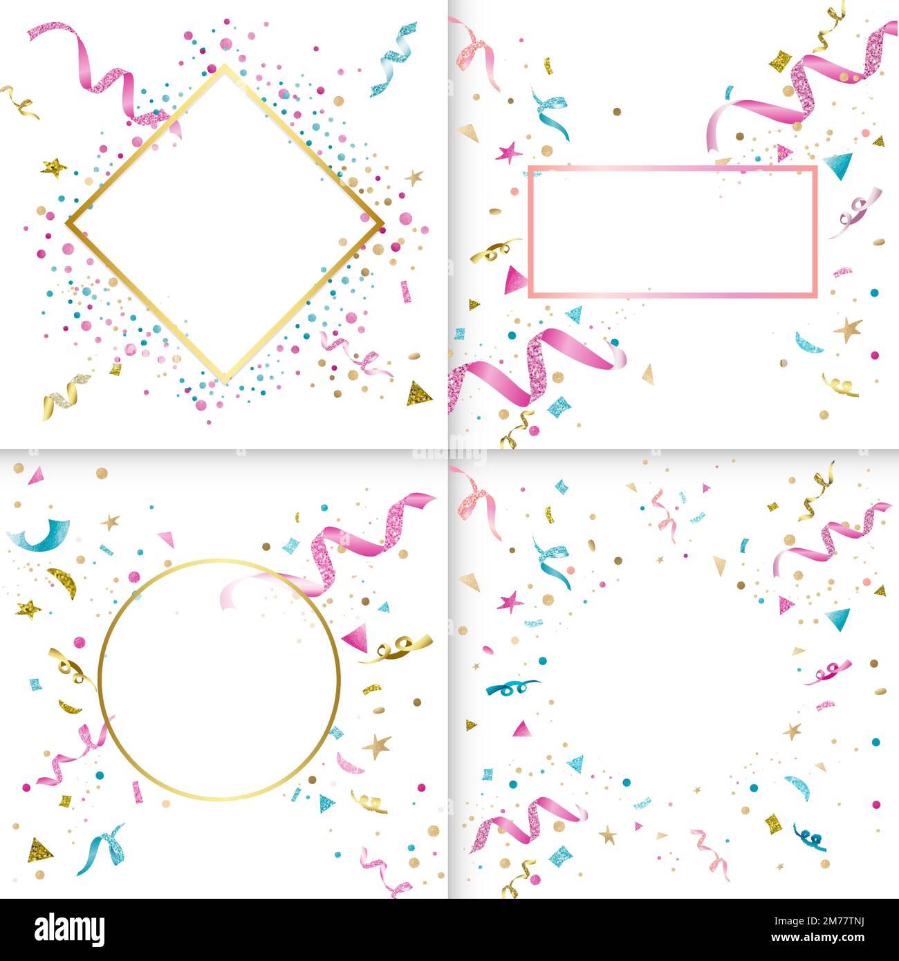 Confetti on blank white background vector set Stock Vector