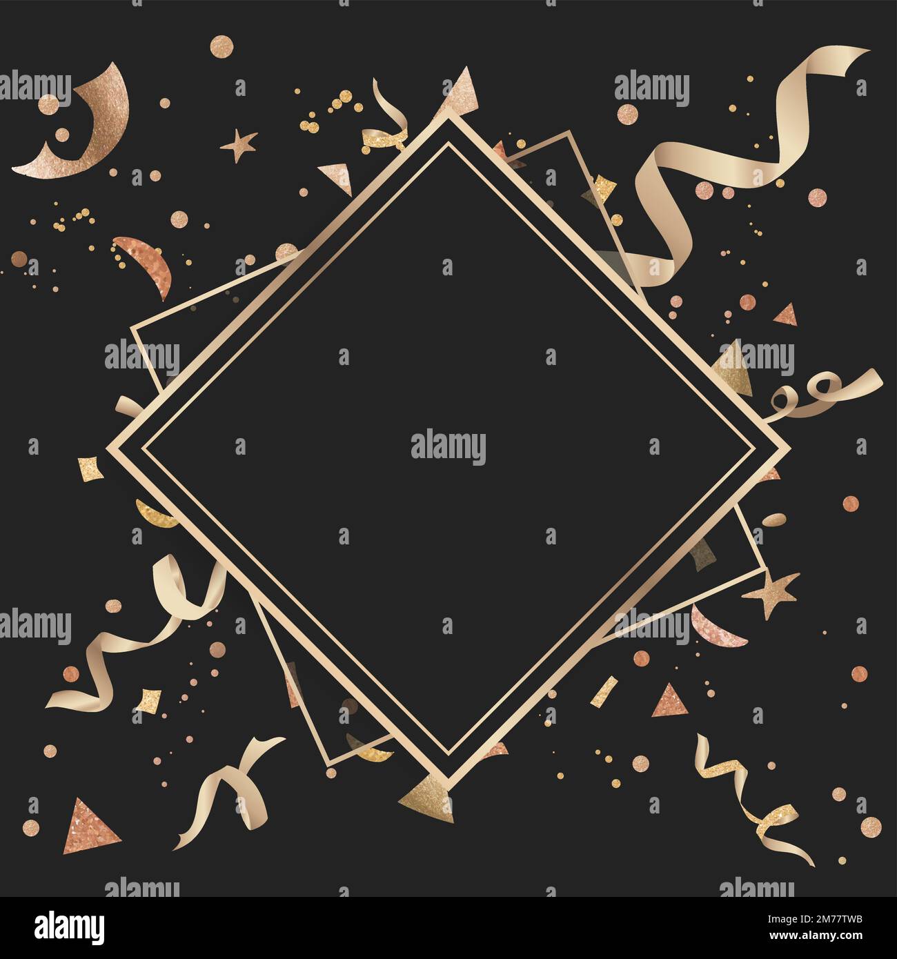 Blank confetti golden diamond badge vector Stock Vector
