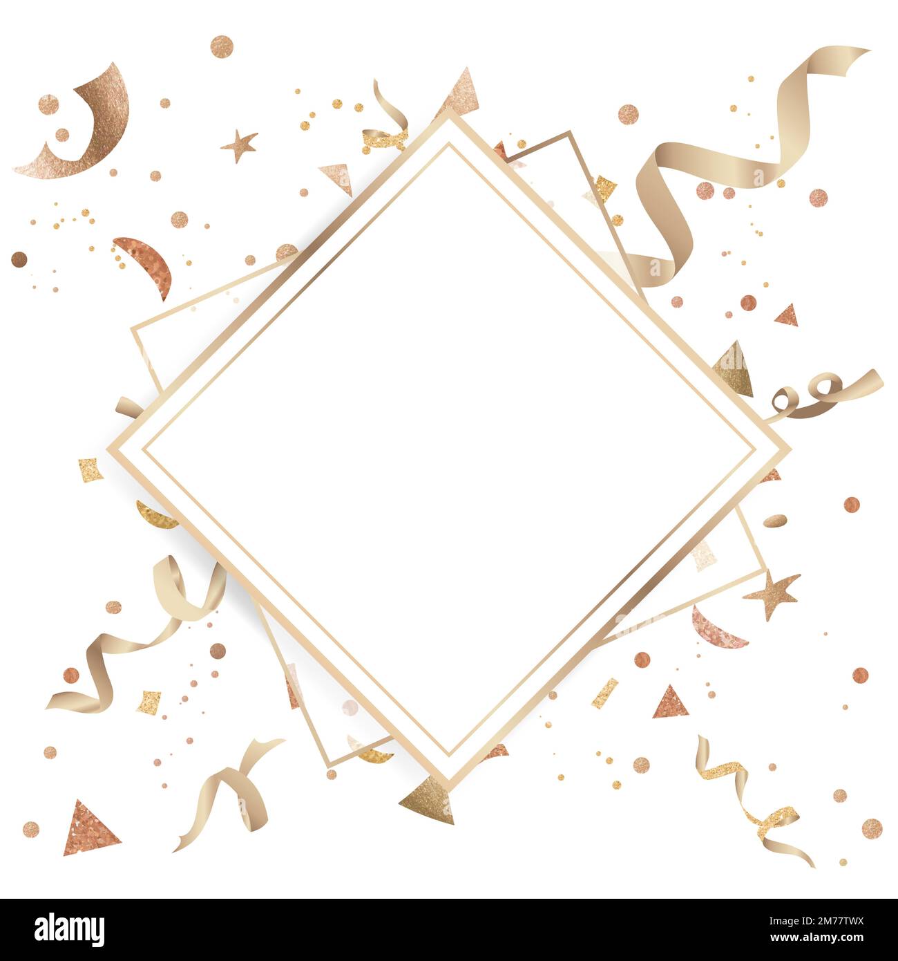 Blank confetti golden diamond badge vector Stock Vector