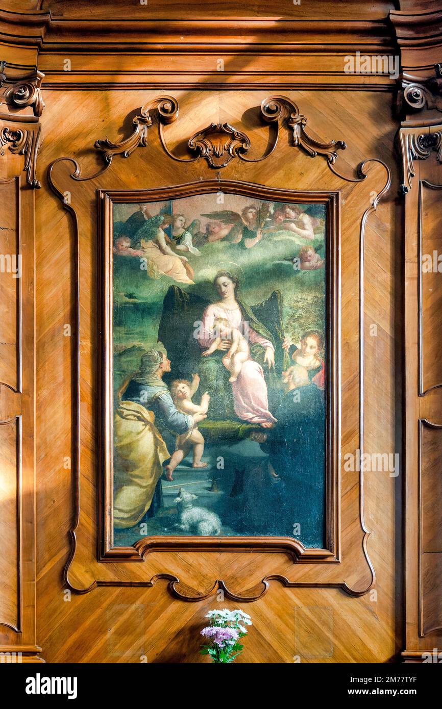 Side altar of the Church of Santa Chiara Vergine, Ferrara, Italy Stock Photo