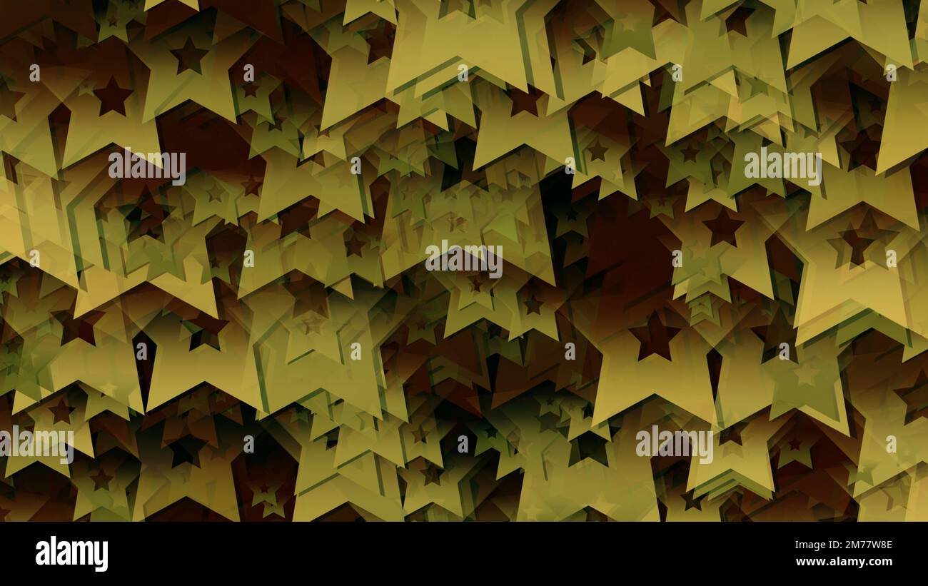 3d rendering of an array of star shapes stars of different sizes in