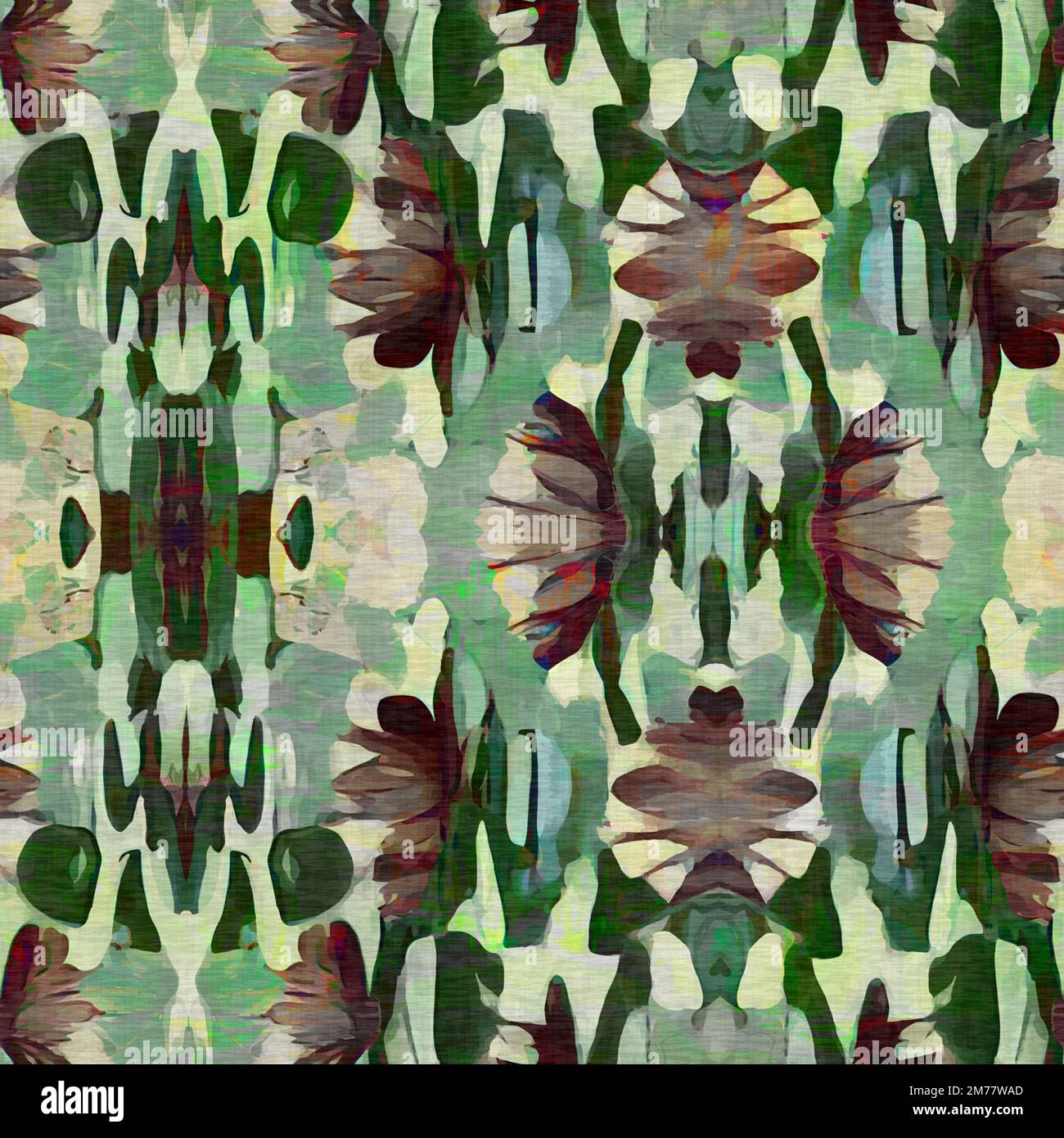 Retro kaleidoscope floral seamless pattern. Vintage geo gender neutral ...