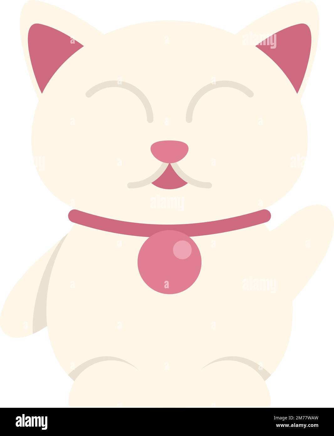 Lucky cat bell icon flat vector. Asian animal. Good doll isolated