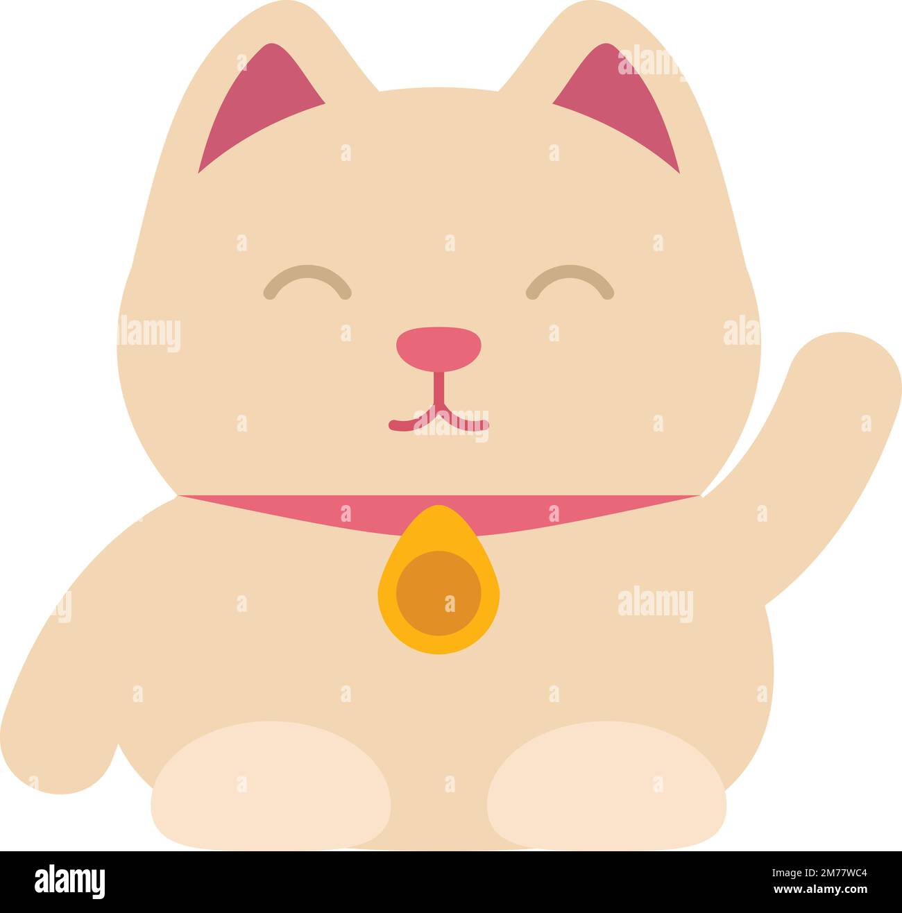 Funny lucky cat icon flat japan fortune Royalty Free Vector