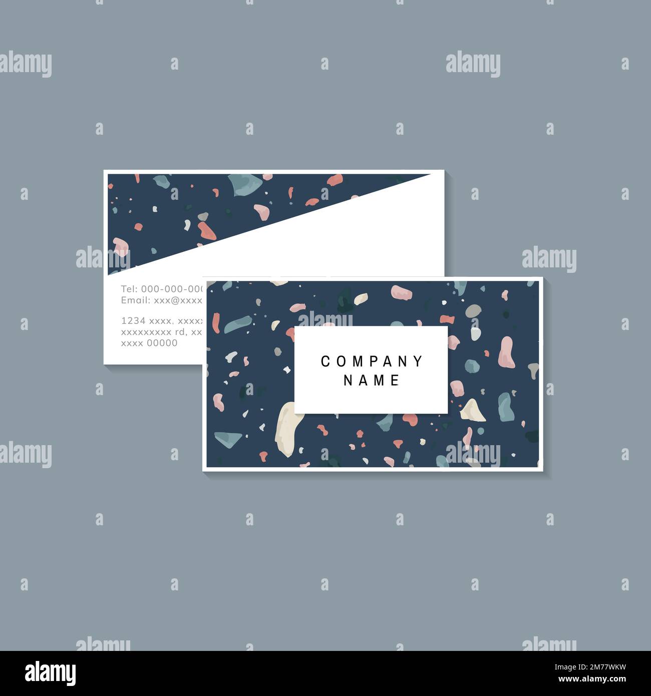 Colorful Terrazzo pattern business card vector Stock Vector