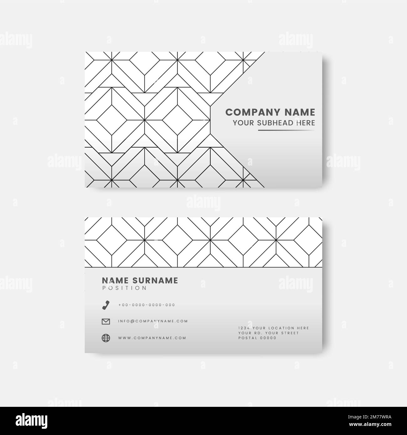 Black geometric pattern on white business card vector Stock Vector