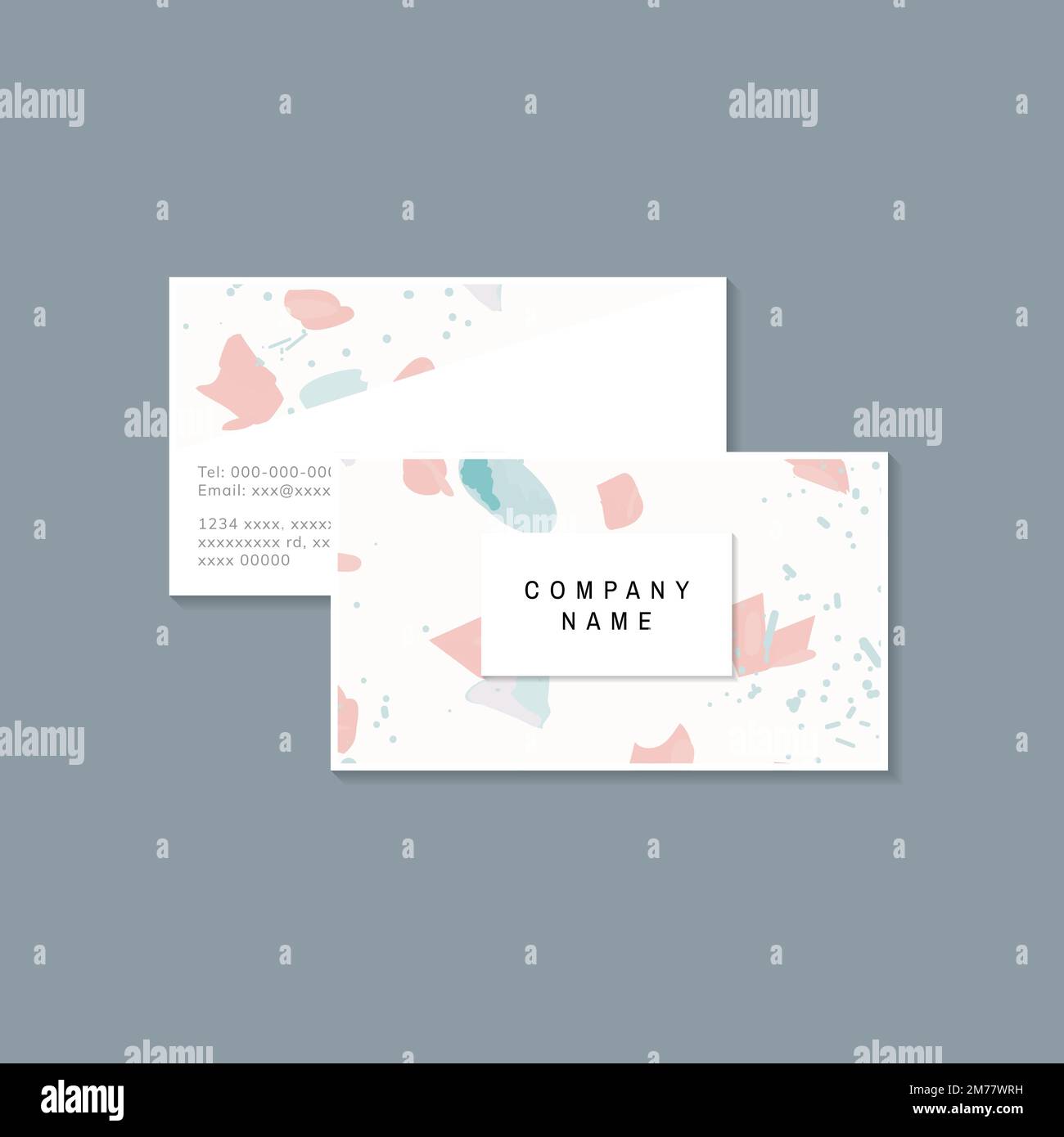 Colorful Terrazzo pattern business card vector Stock Vector